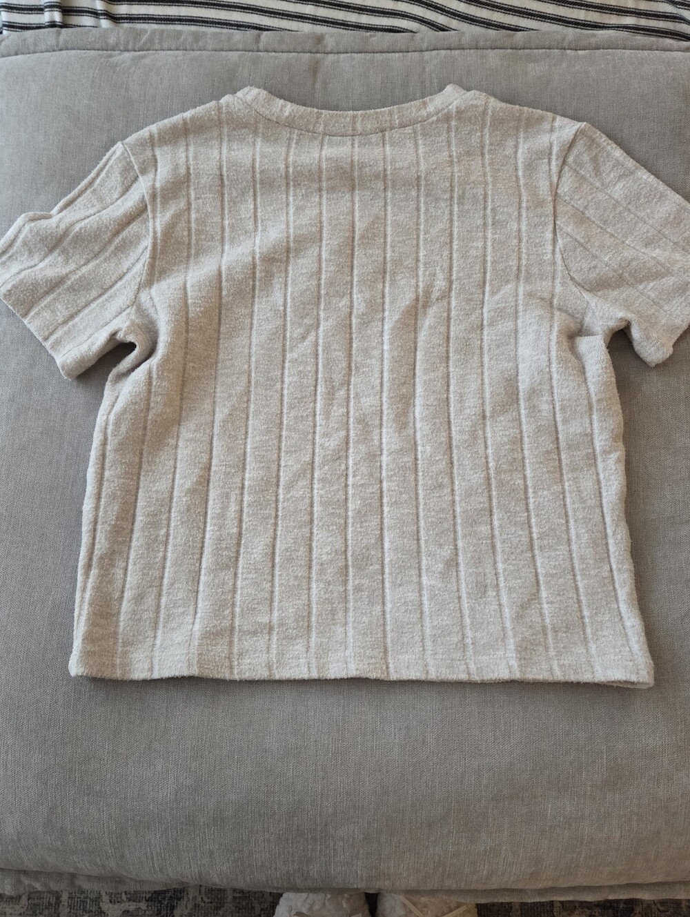 Zara Knit Fuzzy Wide Ribbed Short Sleeve - Picture 3 of 4